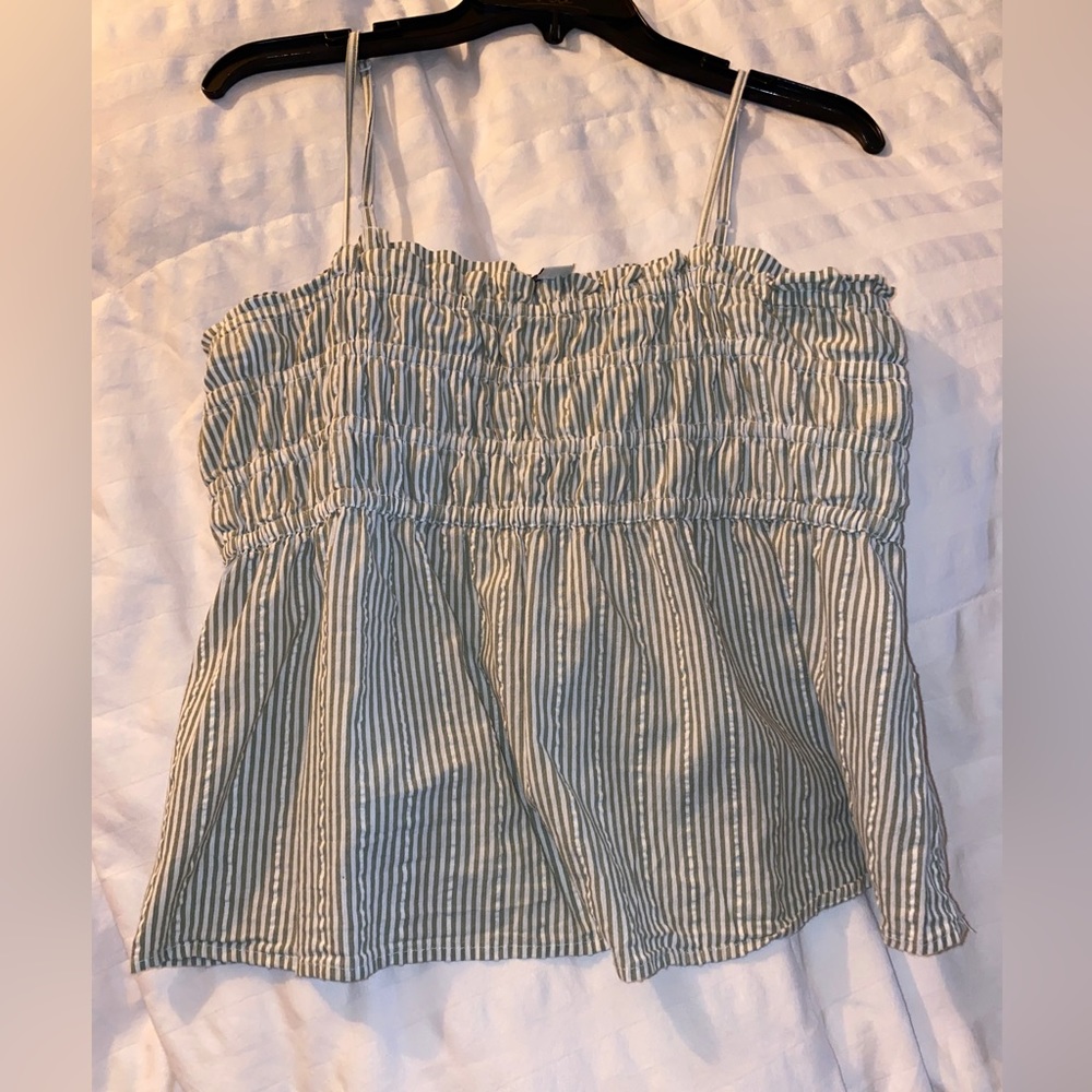 American Eagle Green Striped Tank Top